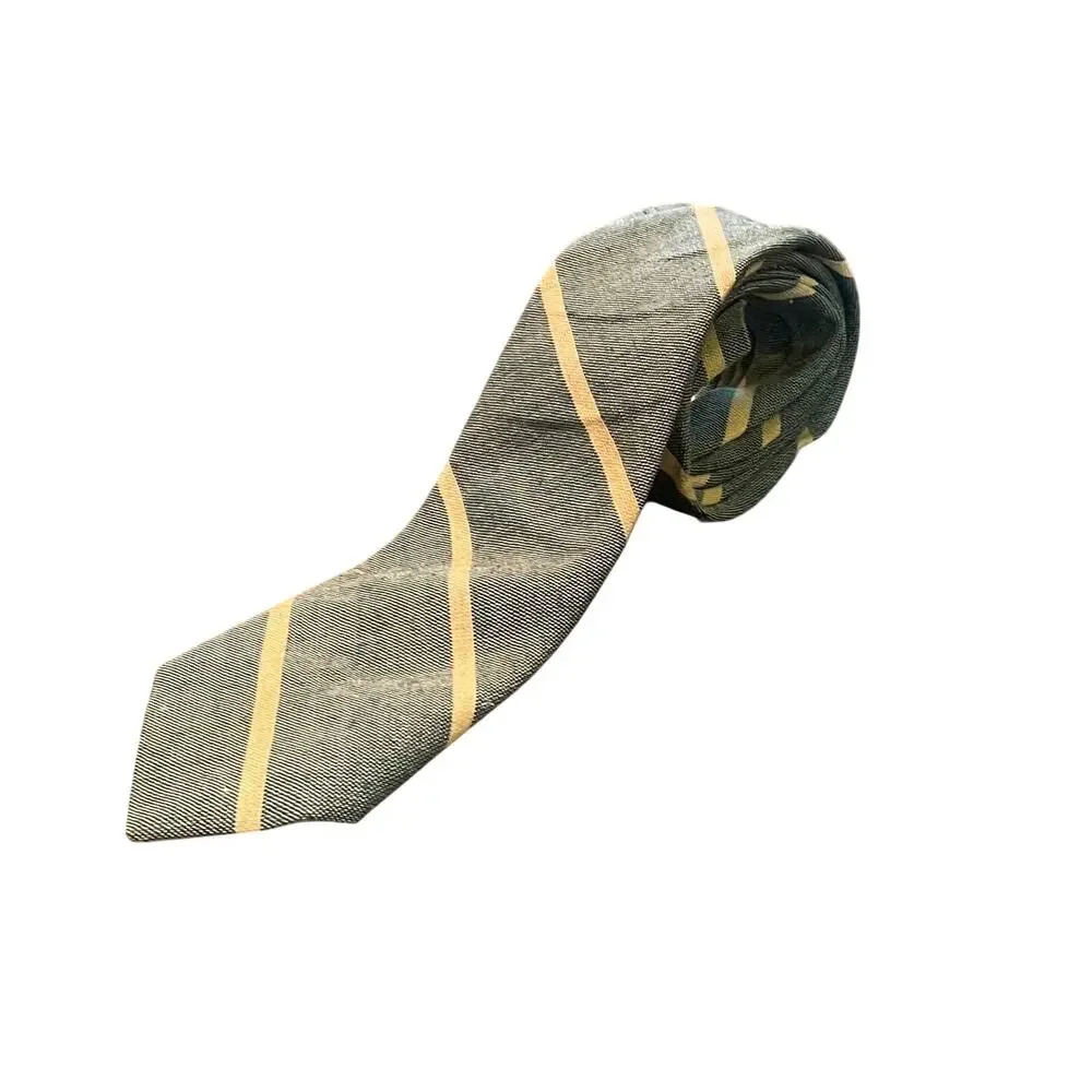 Vintage Stark Bros. Since 1922 Green & Yellow Striped Wool Blend Tie Classic 52